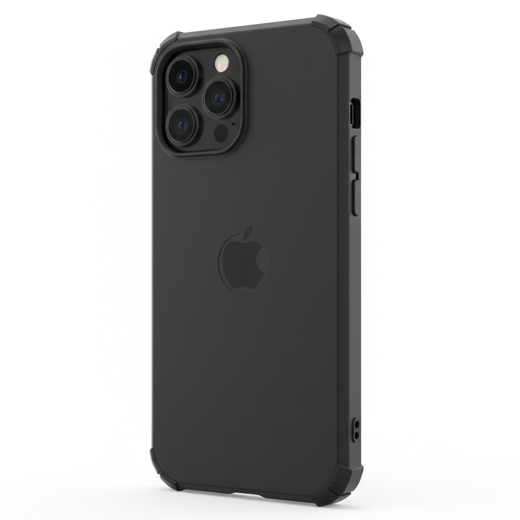 Durable matte black iPhone 15 Pro Max case with reinforced corners